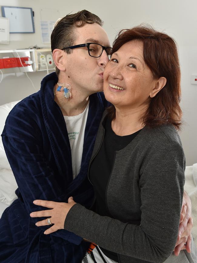 Simon Jay gives Irene Gregory a thankyou peck after the operation. Picture: Ellen Smith