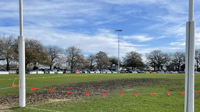 City Oval is a bit muddy after recent rainfall and games at the venue. Picture: Shane Jones.