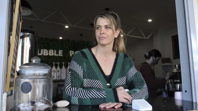 Coffs Harbour's Emma Higgins at her 'hole in the wall' bubble tea shop, Bubble Pop on Moonee St. While their market stall is out of action, she has embraced online platforms like Facebook and Menulog to keep the business ticking over. Photo: Tim Jarrett / Coffs Coast Advocate.