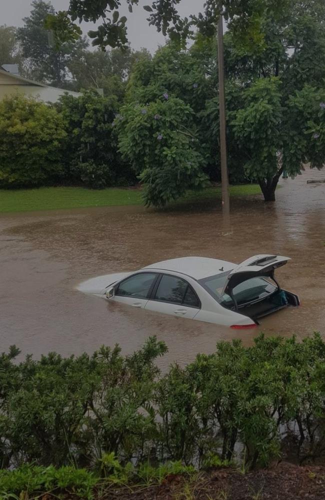 A car submerged in floodwater at Mudgeeraba on Sunday. Picture: Facebook