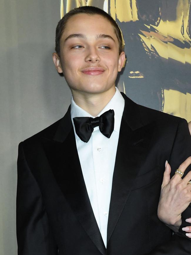 The 16-year-old was accompanying his movie star mum at the Governors Awards. Picture: VALERIE MACON / AFP