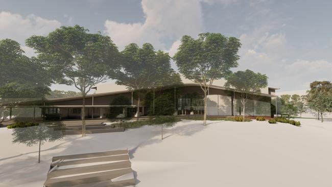 What the multipurpose sports and performing arts hall being built at Ferny Grove State High School will look like when finished.