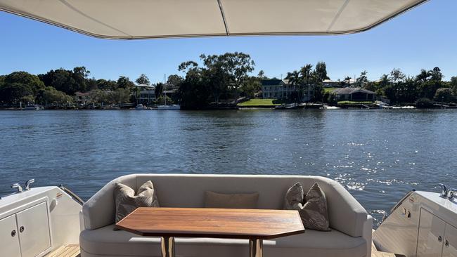 Inside the Maritimo S60 sedan luxury motor yacht, to be shown at the 2025 Sanctuary Cove Boat Show. Picture: Jacklyn O'Brien.