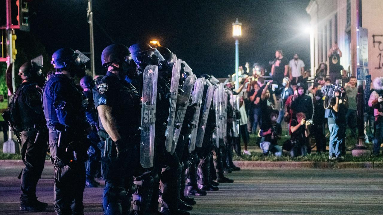 Law enforcement hold a line in Kenosha, Wisconsin. Picture: Brandon Bell/Getty Images/AFP