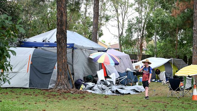 Tent city at McKillop Park at Rothwell. Picture: John Gass