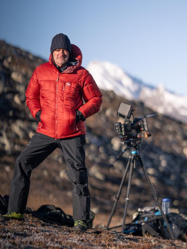 Tasmania’s Australian Of The Year for 2022, award-winning filmmaker and journalist Craig Leeson during filming for his upcoming documentary, The Last Glaciers. Picture: supplied.