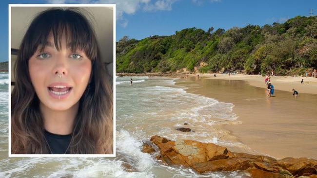 Ashleigh Blake has given an expletive-laden social media monologue after filming a man masturbating towards her and teenage girls at a popular Sunshine Coast beach.Â 