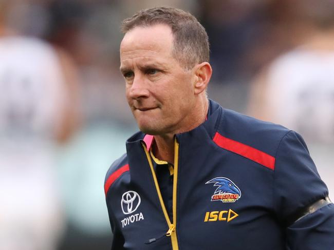 Adelaide coach Don Pyke during the Round 19 AFL match against Carlton Blues. Picture: AAP Image/David Crosling