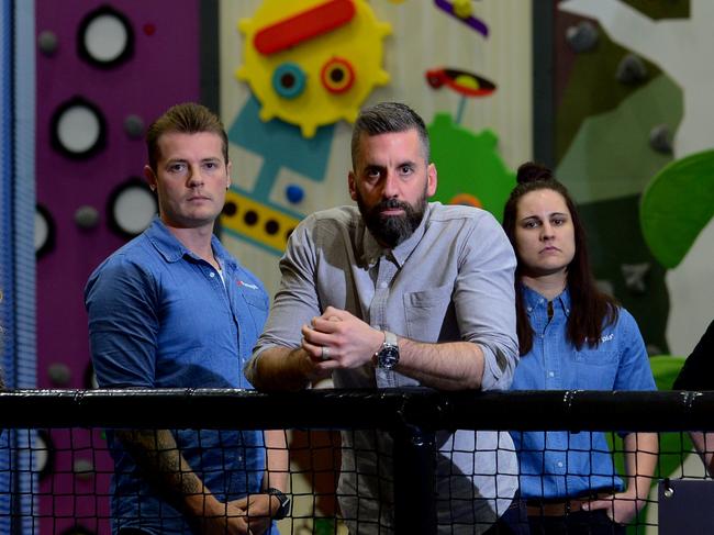 Sefton Park, Adelaide, Wednesday 17 June 2020. Stefanie Rossi, Travis Hobbs, Joshua Baker, Demi Vermeer, Claudia Shelby are disappointed that Funtopia Prospect child play centre is still closed due to State Government restrictions. Photo Sam Wundke.