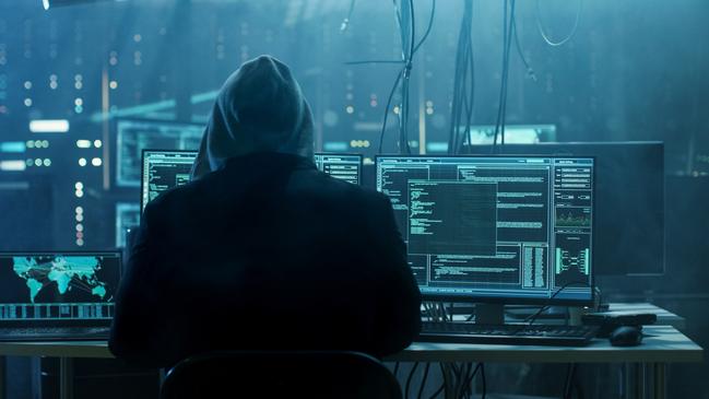 Depiction of a hacker infecting a computer network.