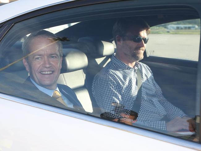 Opposition Leader Bill Shorten with then chief of staff Cameron Milner. Picture: Kym Smith