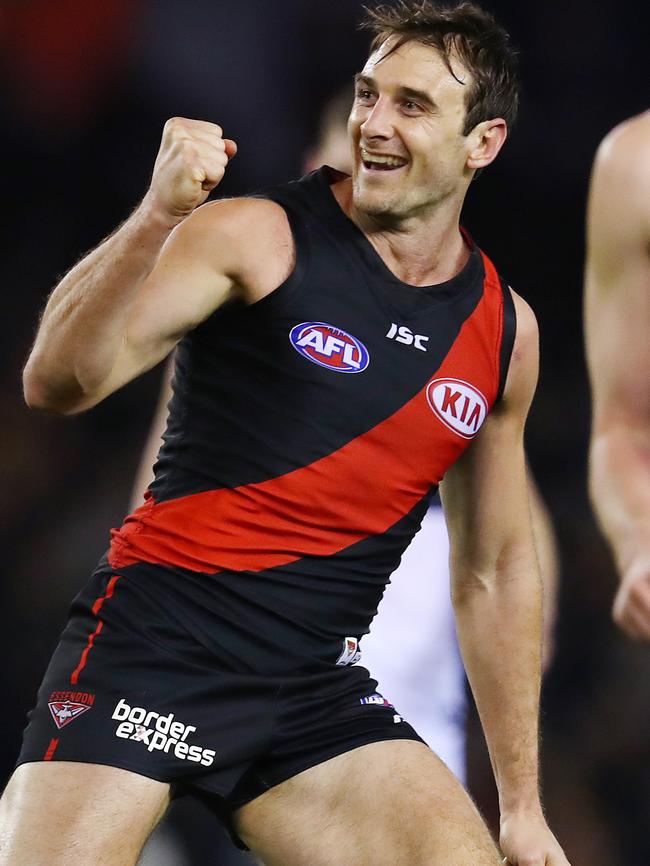 Jobe Watson kicked a beauty on the run. Pic: Michael Klein