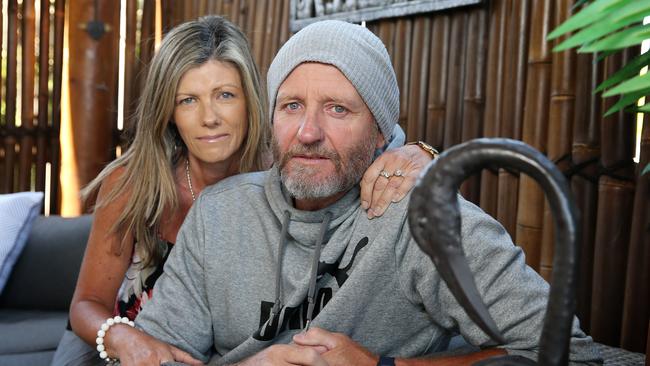 Former Essendon and Geelong big man John Barnes, pictured with wife Rowena, is an AFL concussion victim. Picture: Michael Klein