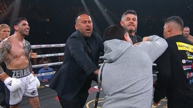 Zerafa's brother threw a punch in ugly scenes. Photo: Fox Sports