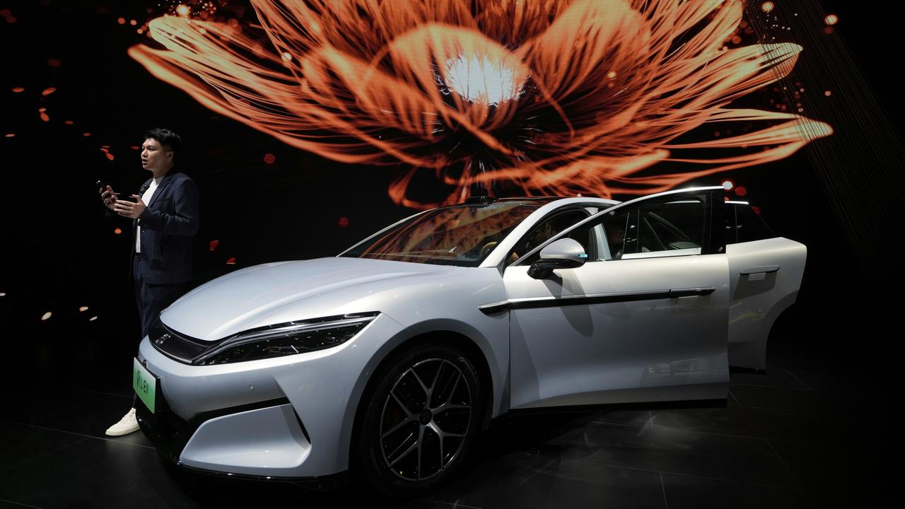 BYD’s Han L EV model at the Shanghai Auto Show. Picture: AP