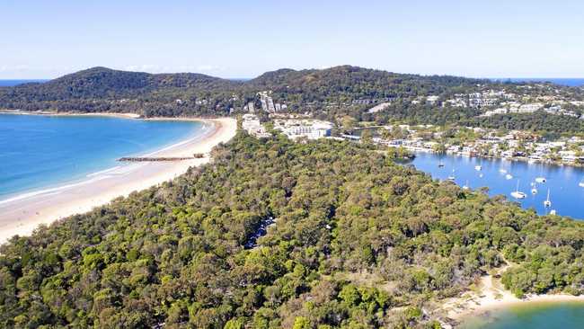 Aerial image over Noosa showing Main Beach and the National Park . Photo Lachie Millard. Picture: Lachie Millard