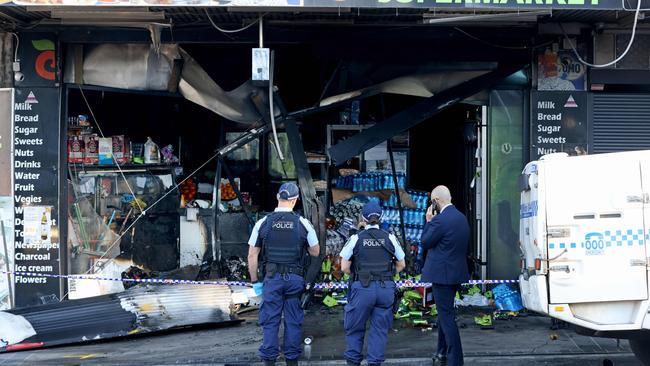 A fire also erupted at the site. Picture: NewsWire / Damian Shaw