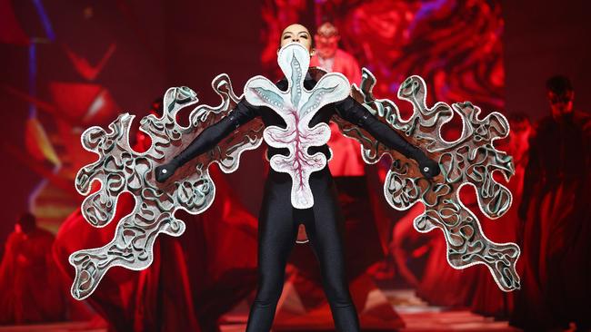 A bold appearance of ‘Rimurimu - Lungs of the Ocean’ by Lyndal Linton, Brett Linton and Harvey Linton from New Zealand is shown in the Aotearoa Section. Picture: Hagen Hopkins/Getty Images for World of WearableArt