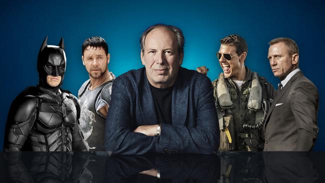 Award-winning German film score composer Hans Zimmer (centre), in a digitally altered image alongside characters from film soundtracks he has scored. L-R: Batman (The Dark Knight, 2008), Maximus Decimus Meridius (Gladiator, 2000), Zimmer, Captain Pete "Maverick" Mitchell (Top Gun: Maverick, 2022) and James Bond (No Time To Die, 2021). Main picture credit: Lee Kirby