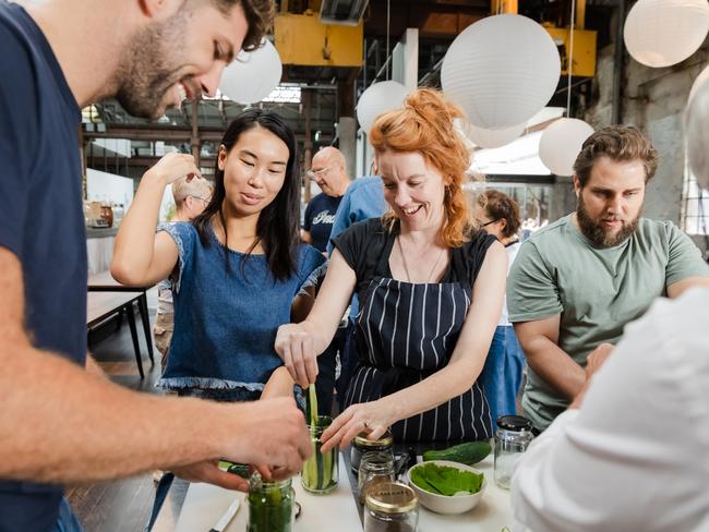 Cornersmith’s pickling class. Picture: Jacquie Manning