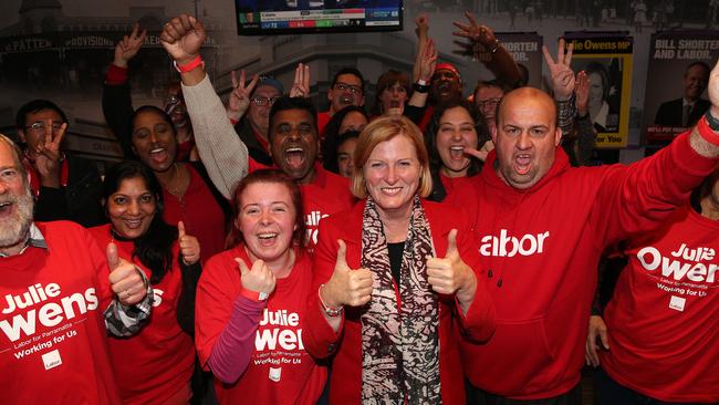 Parramatta Federal Labor MP Julie Owens celebrating her winning Parramatta at Granville Hotel.