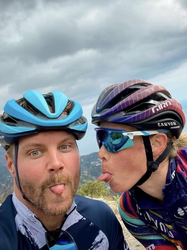 Valtteri Bottas and his girlfriend, Olympic cyclist Tiffany Cromwell. Picture: Instagram