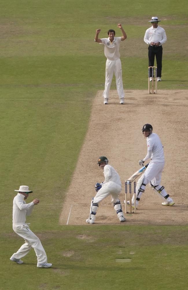 Stuart Broad stands his ground. Picture: AP Photo/Jon Super