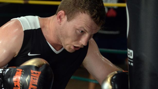 Jeff Horn training for his clash with Manny Pacquiao. Picture: Evan Morgan