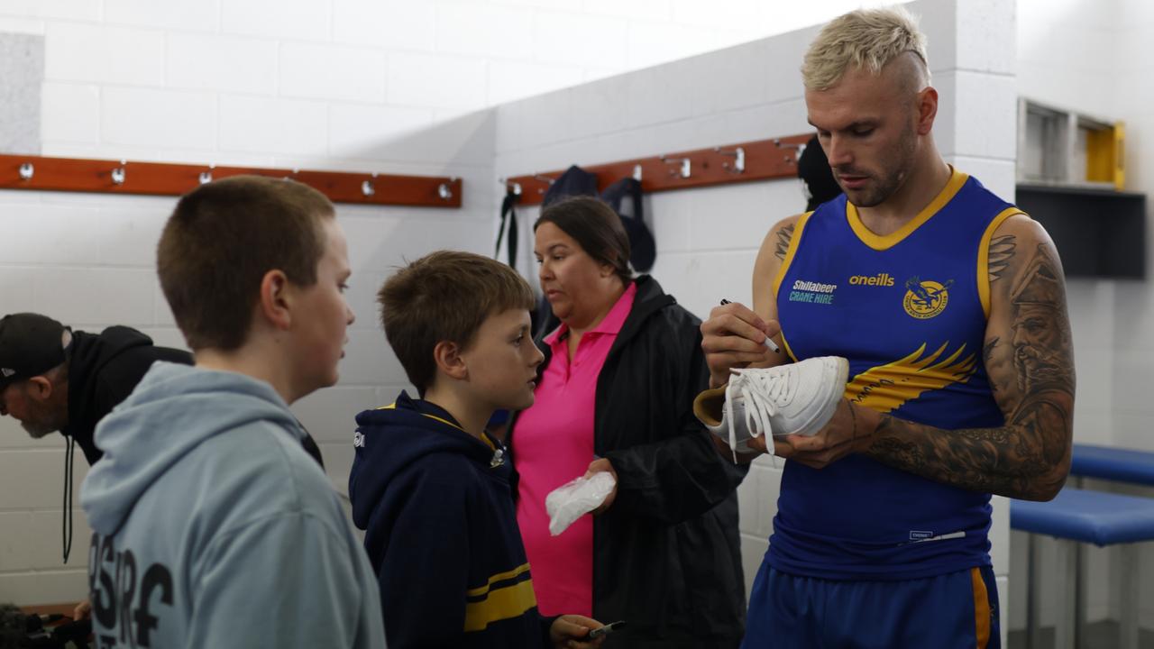 Fans of the swimmer gathered to watch the Port Lincoln hero play football. Picture: NCA NewsWire/ Robert Lang