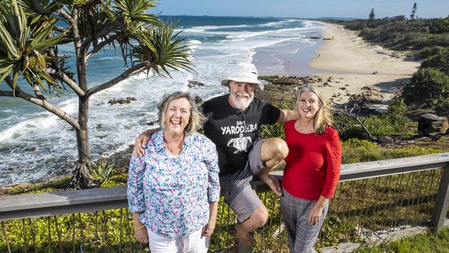 Lyn Saxton from Development Watch, Jim Moore of Friends of Yaroomba and Narelle McCarthy from the Sunshine Coast Environmental Council, celebrating a major win at The Court of Appeal over the controversial Sekisui House Yaroomba Development. Picture: Lachie Millard