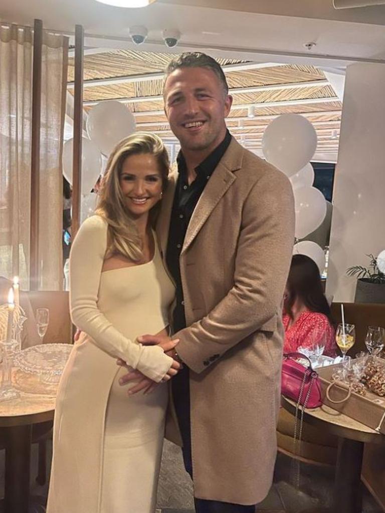 Burgess and Graham celebrating Graham’s pregnancy. Picture: Instagram.