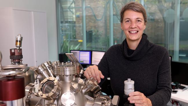 Professor Michelle Simmons at the quantum mechanics lab at the University of NSW: ‘This funding lets us get to some of the next big milestones.’ Picture: NCA NewsWire / Damian Shaw