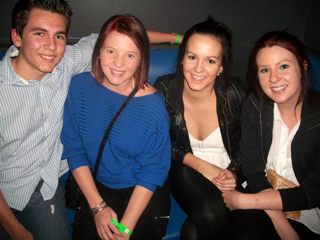 (from left) Chris O'Brien, Jacinda Bachmann, Michaela Sabburg, Tennille Smith. USQ Club nitelife photos