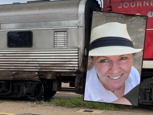 Philippa Edwards (inset) was on The Ghan when it was hit by a truck.