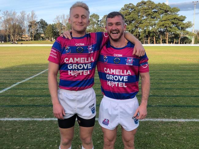 Andy Tull and Troy Dodds of the Alexandria Rovers reserve grade team in the Souths Juniors competition. Picture: Contributed