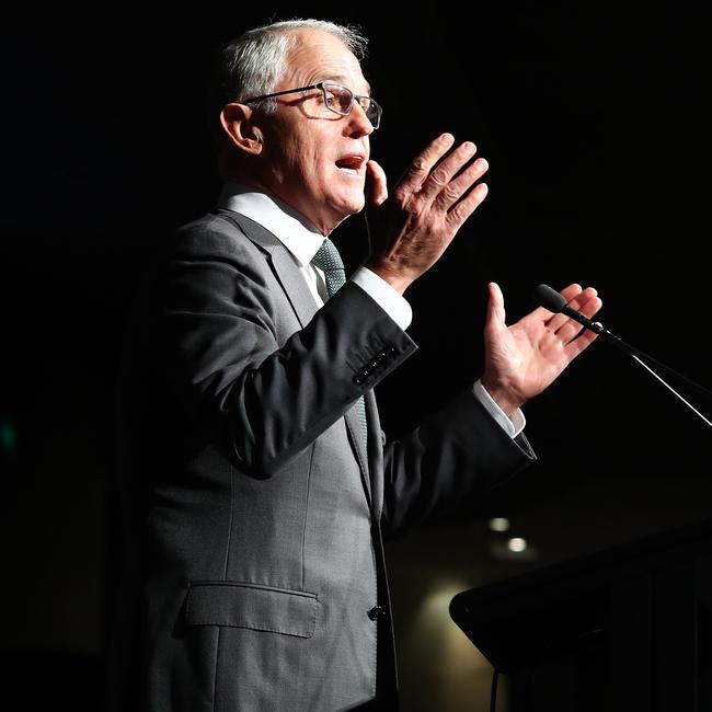 The prime minister Malcolm Turnbull at memorial for Bill Leak. Picture: John Feder