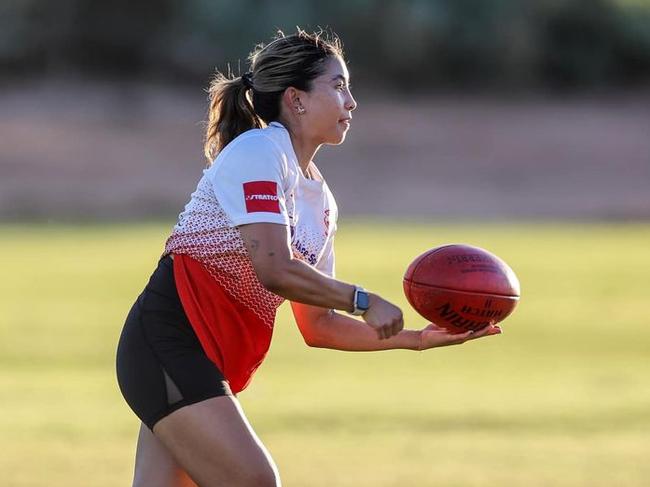 Federal FC's Celine Ankers is taking part in the MArch Charge to raise funds for cancer research. Picture: Federal Football Club Facebook.