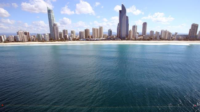 Shark netting off the Gold Coast. Picture: Richard Gosling