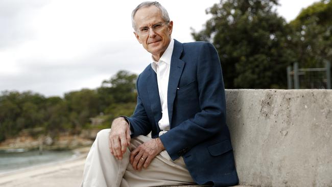 ACCC chairman Rod Sims at Shark Beach in eastern Sydney’s Vaucluse. He may be open to a fourth term that would start in August next year. His daily routine starts with a 5am gym workout. Picture: Jonathan Ng