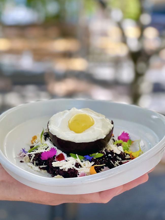 Bodhi Restaurant’s Vegan Crème Egg. Picture: Supplied