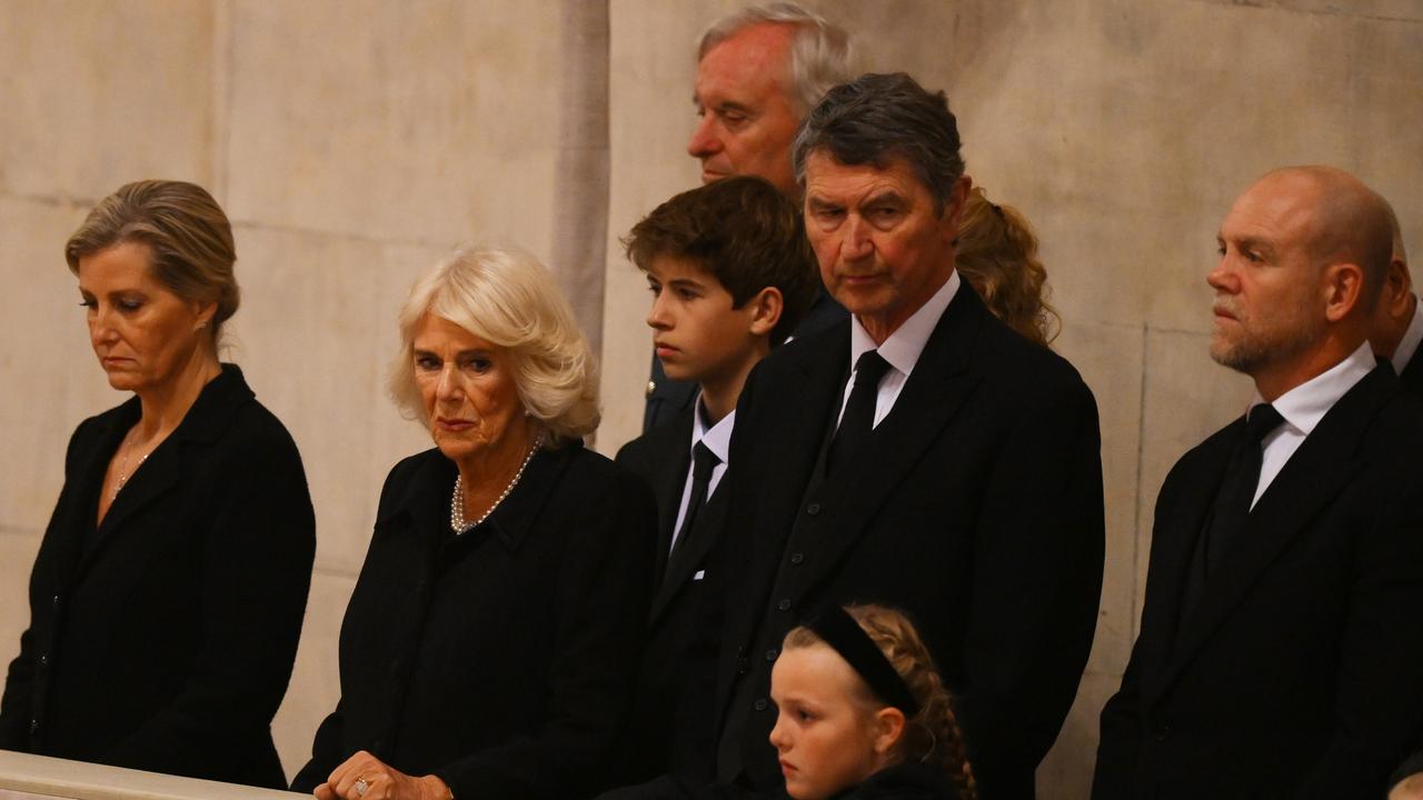 Mike Tindall, right, with members of the royal family during the Vigil of the Princes for the late Queen last month. Picture: Daniel Leal/WPA Pool/Getty Images