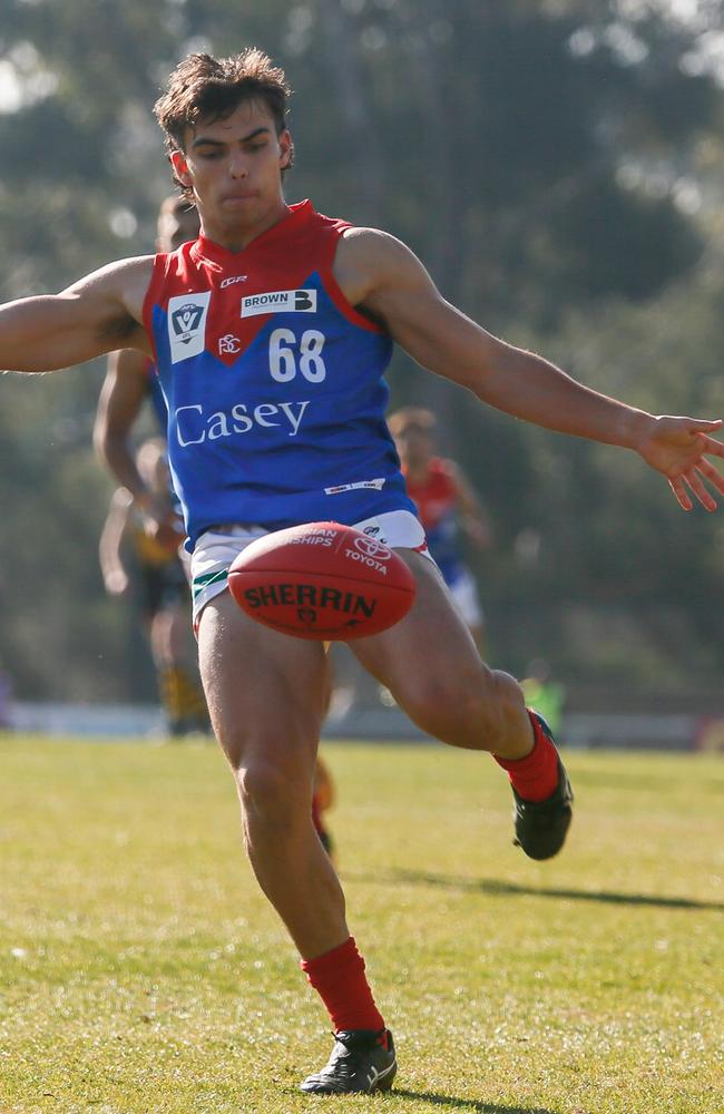 George Grey takes a kick for Casey. Pic: Adam MacFarlane.