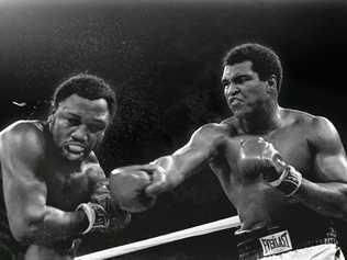 Then heavyweight champion Muhammad Ali connects with a right in the ninth round of his title fight against Joe Frazier in Manila, Philippines, Oct. 1, 1975. Ali won the fight on a decision to retain the title. . Picture: Mitsunori Chigita