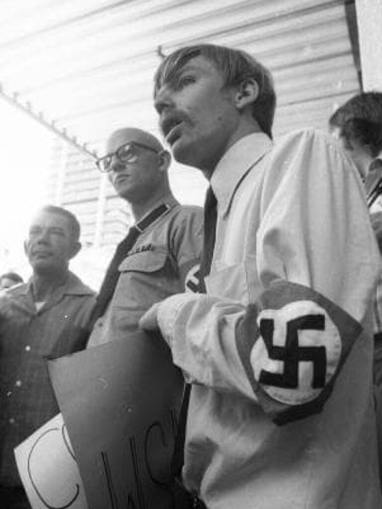 Jim Saleam at a National Socialist rally in Brisbane in 1975. Picture: Mike Moores