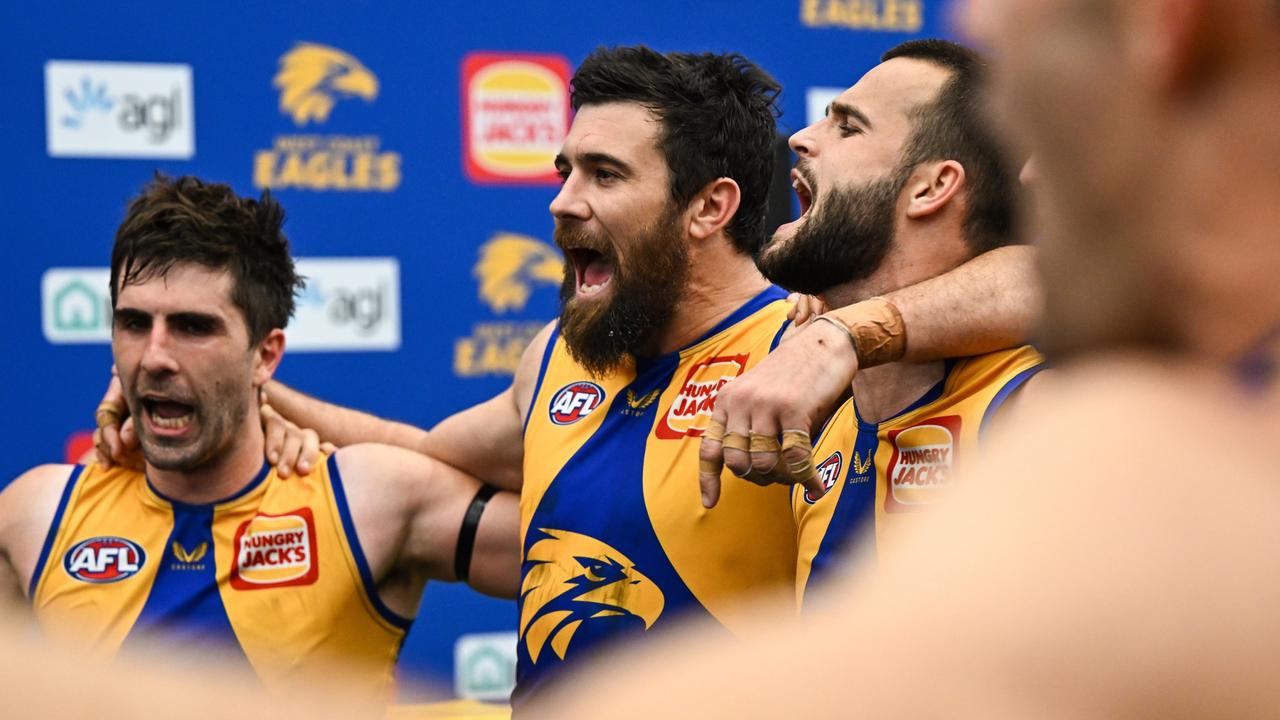 Josh Kennedy turned back the clock with five match winning goals against Essendon on Friday night. Picture: Getty Images