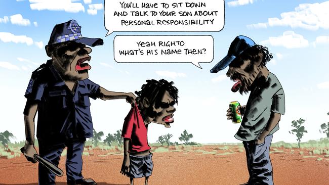 Bill Leak’s powerful and insightful cartoon depicting Aboriginal family dysfunction. (Pic: The Australian)