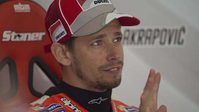 SPIELBERG, AUSTRIA - JULY 19: Casey Stoner of Australia looks on in the box during the first day of MotoGP Tests In Zwelteg at Red Bull Ring on July 19, 2016 in Spielberg, Austria. (Photo by Mirco Lazzari gp/Getty Images)