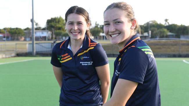 Mackay hockey players Claire Colwill and Jordan Bliss were selected into the Australian Under-16 team to compete in South Africa next year. Photo: Aidan Cureton.