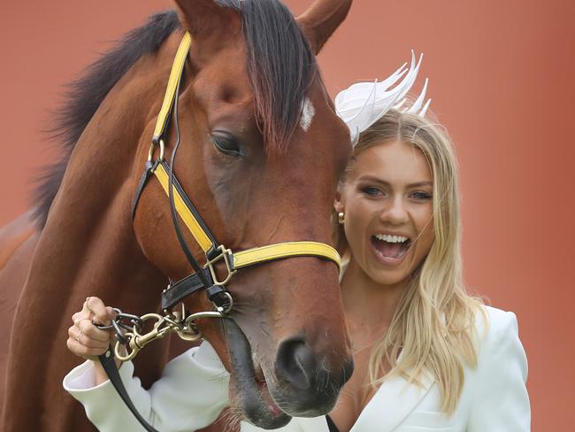 Myer model Elyse Knowles with Home Ground. Picture: Alex Coppel