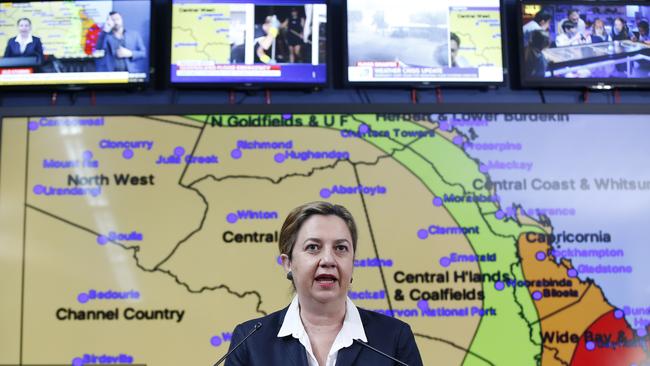 Premier Annastacia Palaszczuk pictured addressing the media at the Kedron Emergency Services Complex. Picture: Josh Woning